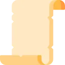 Graduation cap and diploma scroll icon with orange and beige tones.