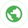 Green circular public icon with a stylized megaphone inside a map marker.