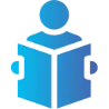 Icon of a person reading a book, symbolizing education or learning.