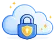 Cloud icon with a padlock showing secured cloud computing or data protection.