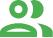 Green icon of a person with a speech bubble containing a dollar sign, symbolizing staff-based pricing.