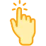 Yellow hand cursor clicking with lines indicating a tap or click action.
