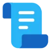 Blue rolled paper icon with white horizontal lines resembling a financial or invoice document.