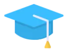 Blue graduation cap with light blue tassel and yellow tassel end.
