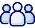 Icon of three stylized people representing staff management or teamwork.