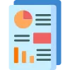 Two overlapping documents with charts and text lines representing a report or data analysis.