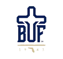 Blue cross above letters BUF with the year 1943 below on a black background.