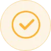 Orange check mark inside a circle on a beige background representing admission decision.
