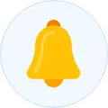 Yellow notification bell icon with a small dot on top inside a light circle.