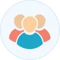 Icon showing three stylized people representing early students or a group.