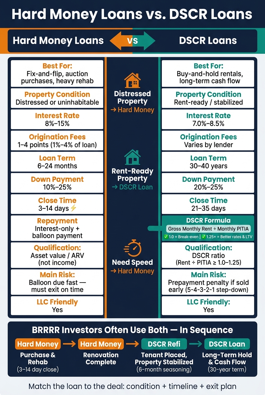 Hard Money Loans vs. DSCR Loans: Side-by-Side Comparison for Real Estate Investors