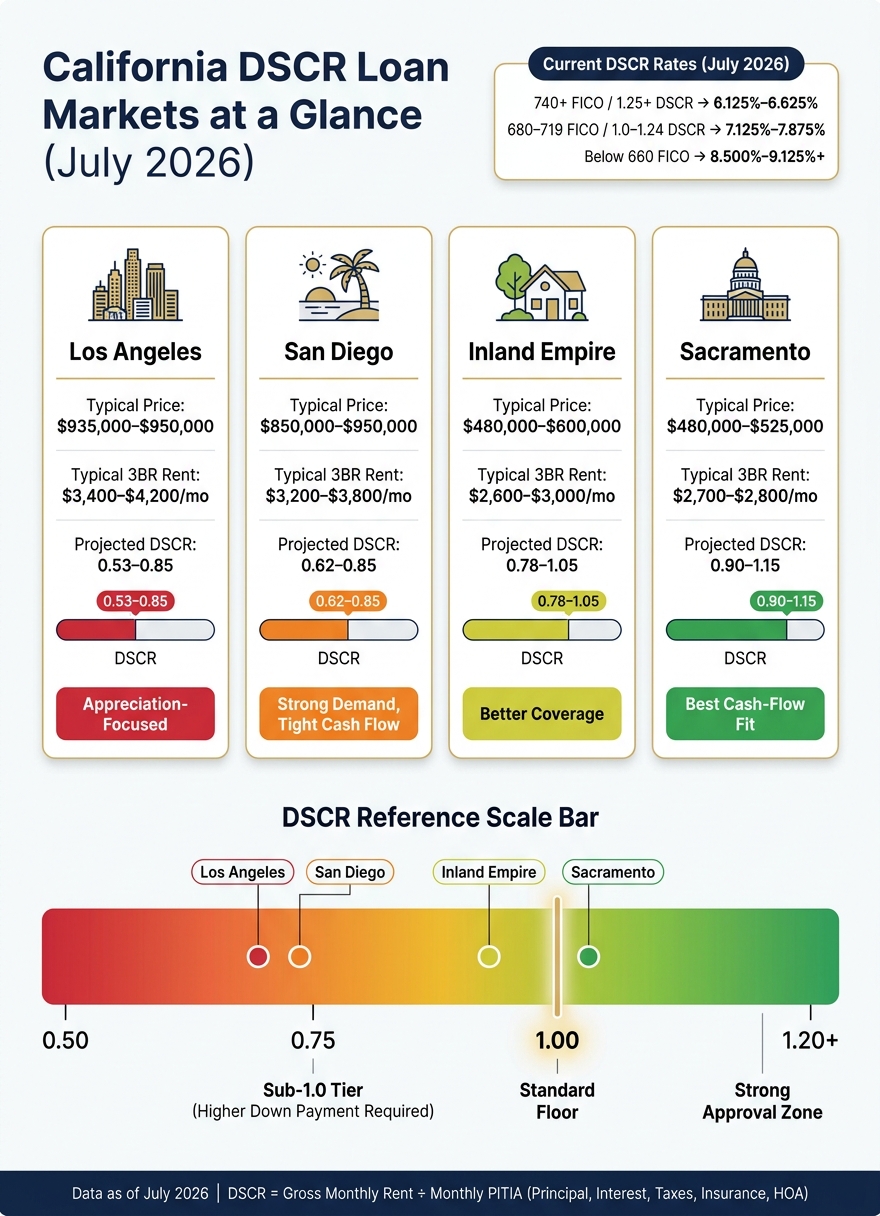 California DSCR Loan Markets Compared: Rates, DSCR & Cash Flow (2026)