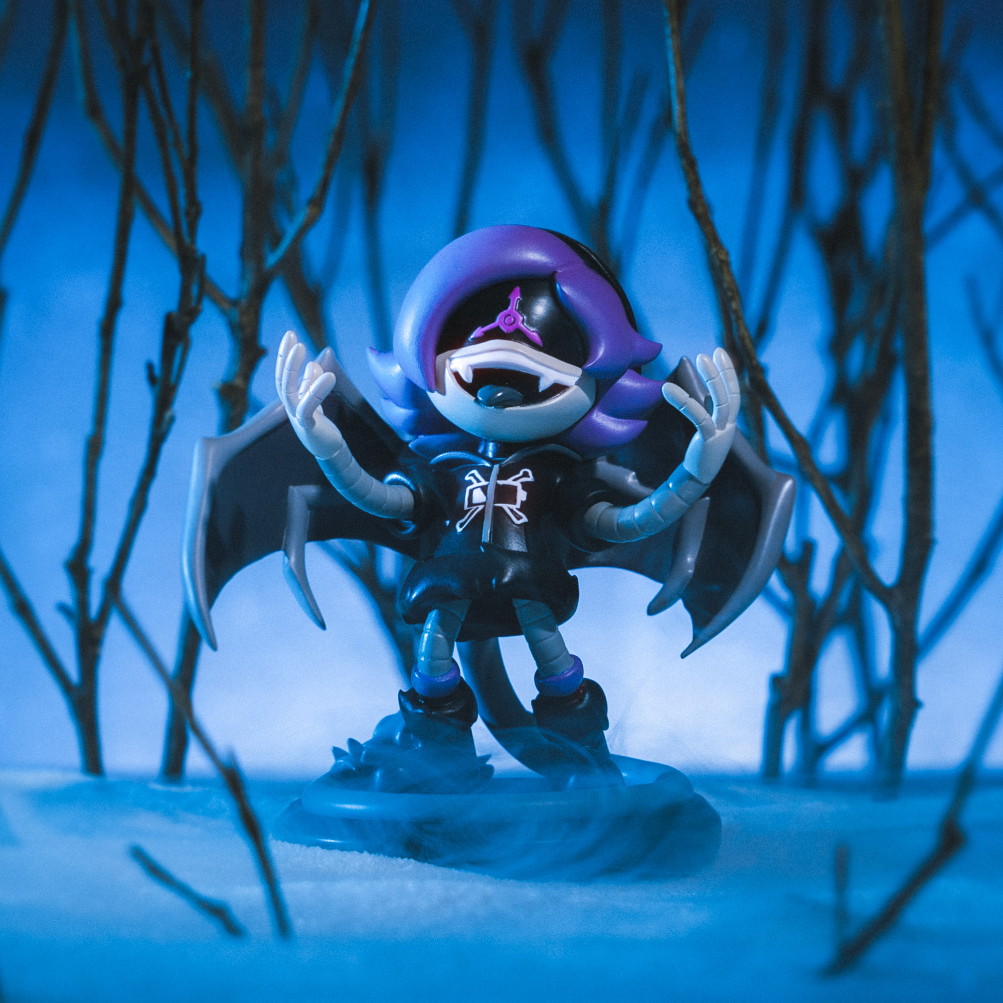 An intricate figurine in a gothic comic style.