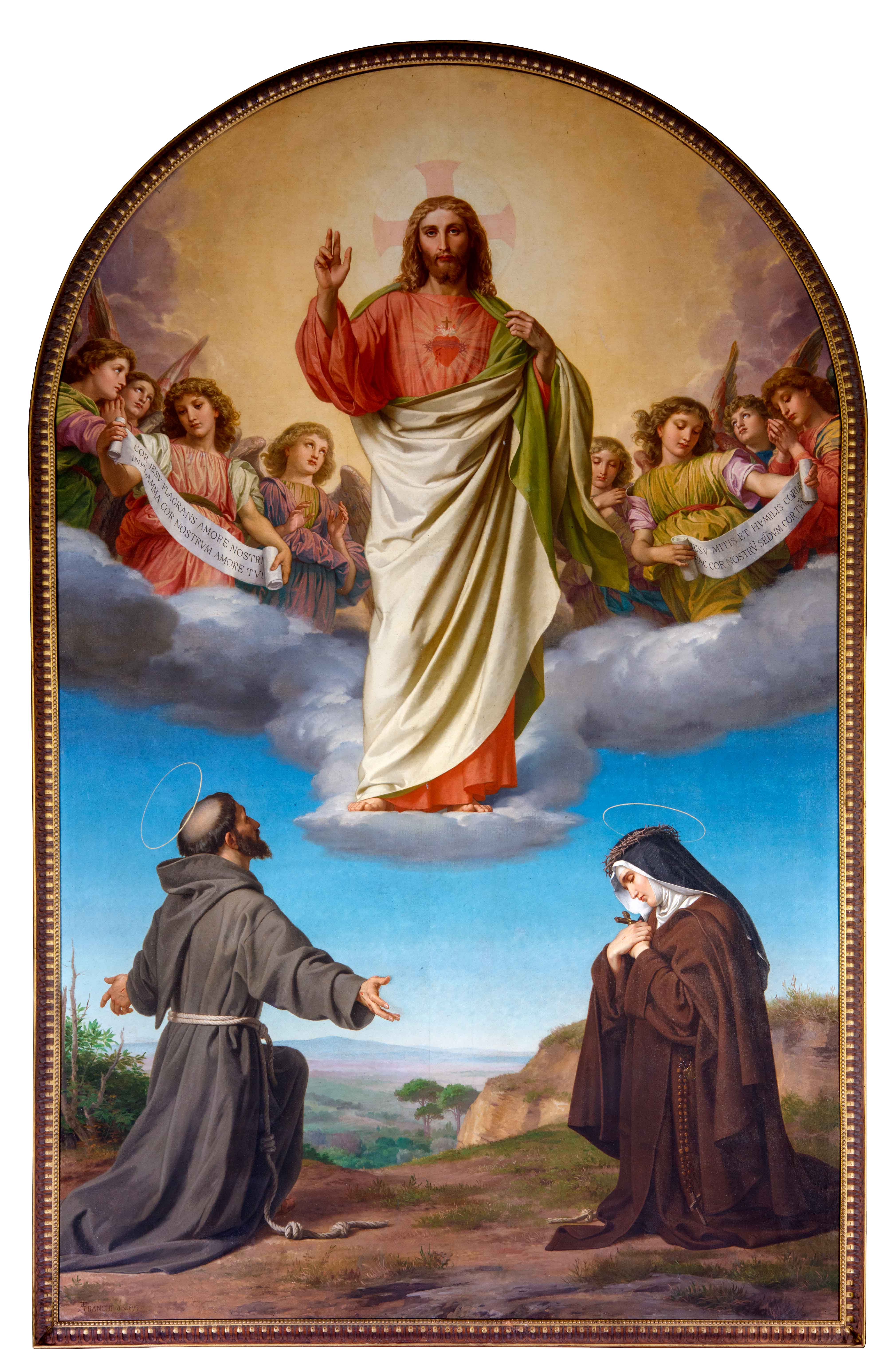 Alessandro Franchi, Il Sacro Cuore di Gesù adorato dai santi Francesco d’Assisi e Veronica Giuliani, 1899, Ponte a Poppi, chiesa del Sacro Cuore di Gesù