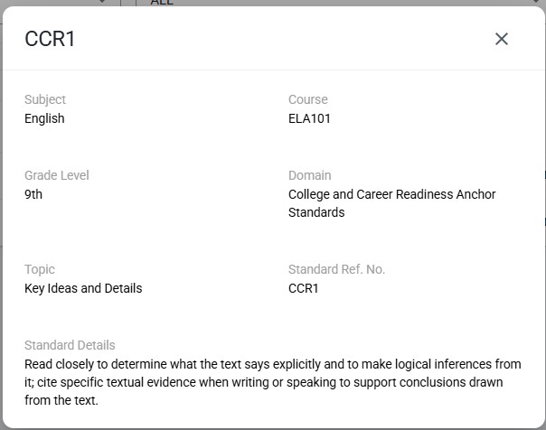 School specific stanard entry screen