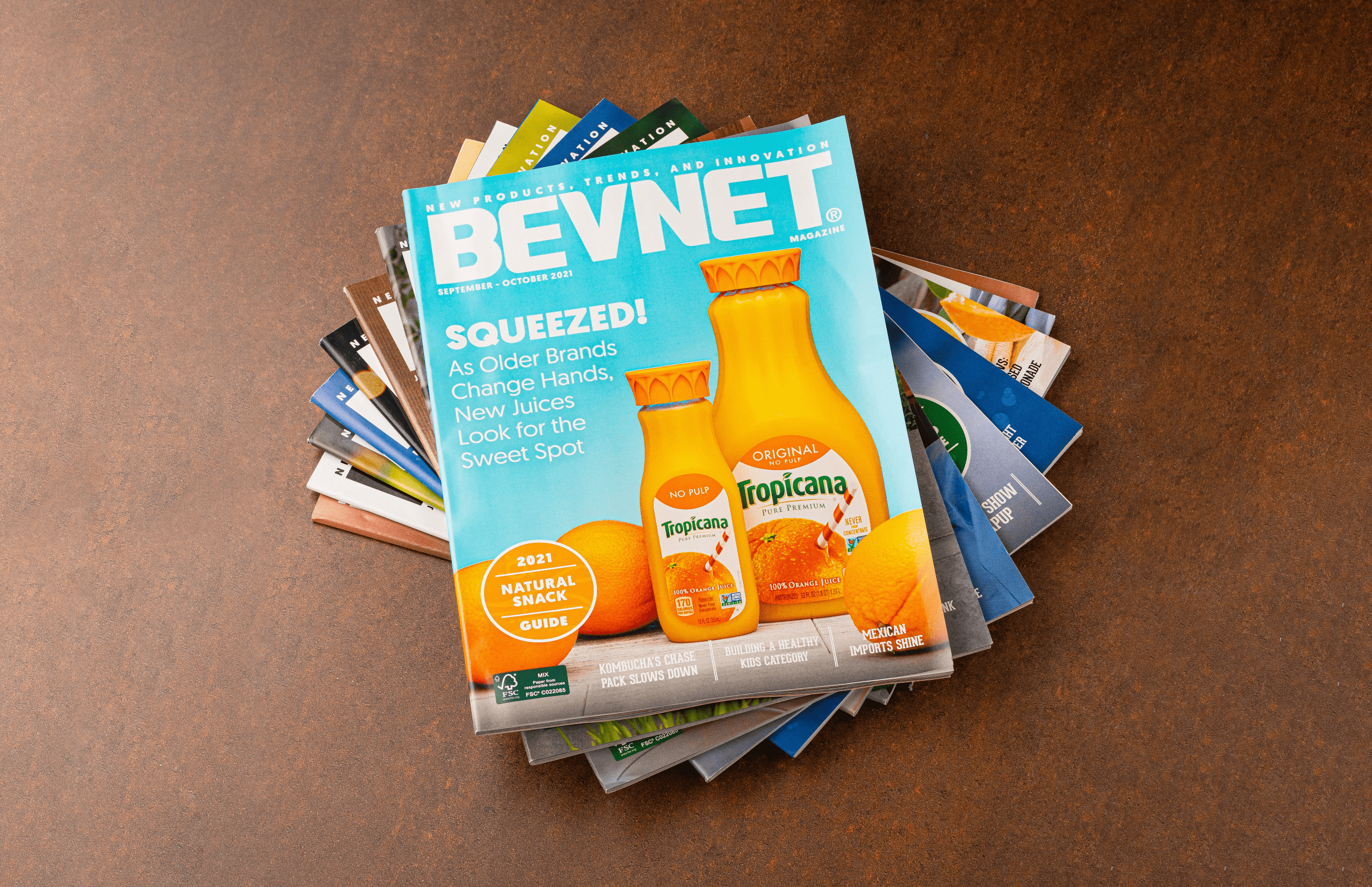 Stack of BevNET magazines