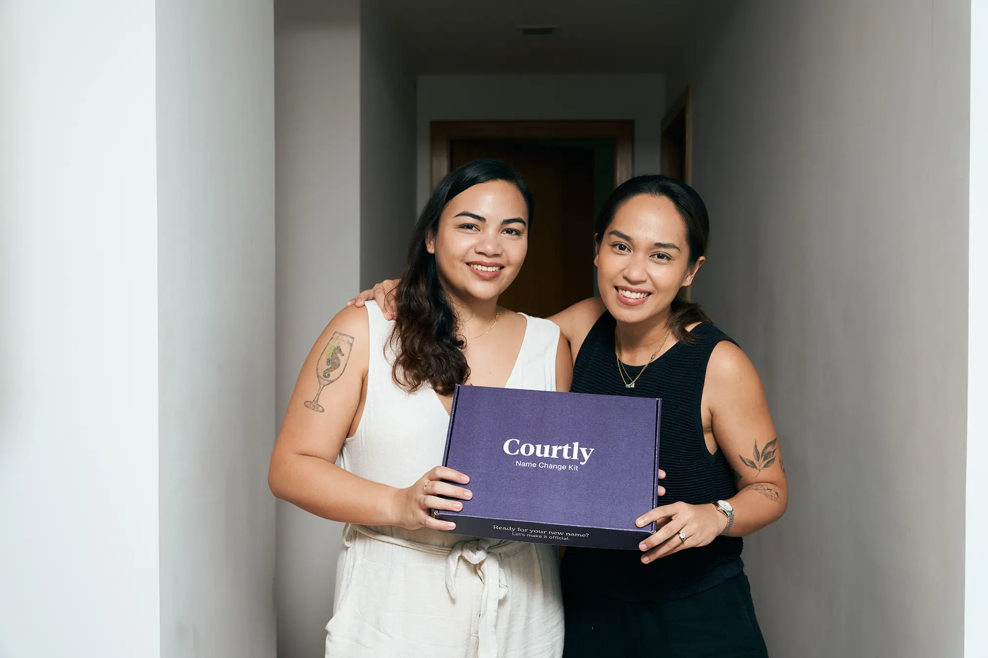 Couple completing a guided civil marriage process online