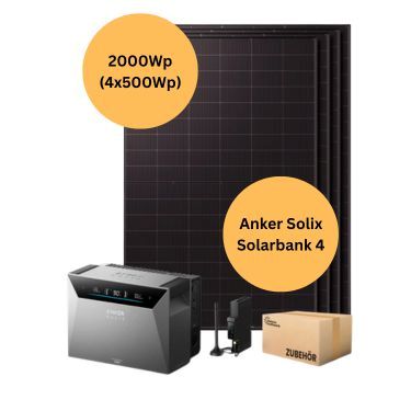 2.000 Wp Balkonkraftwerk + ANKER SOLIX Solarbank 4 Pro