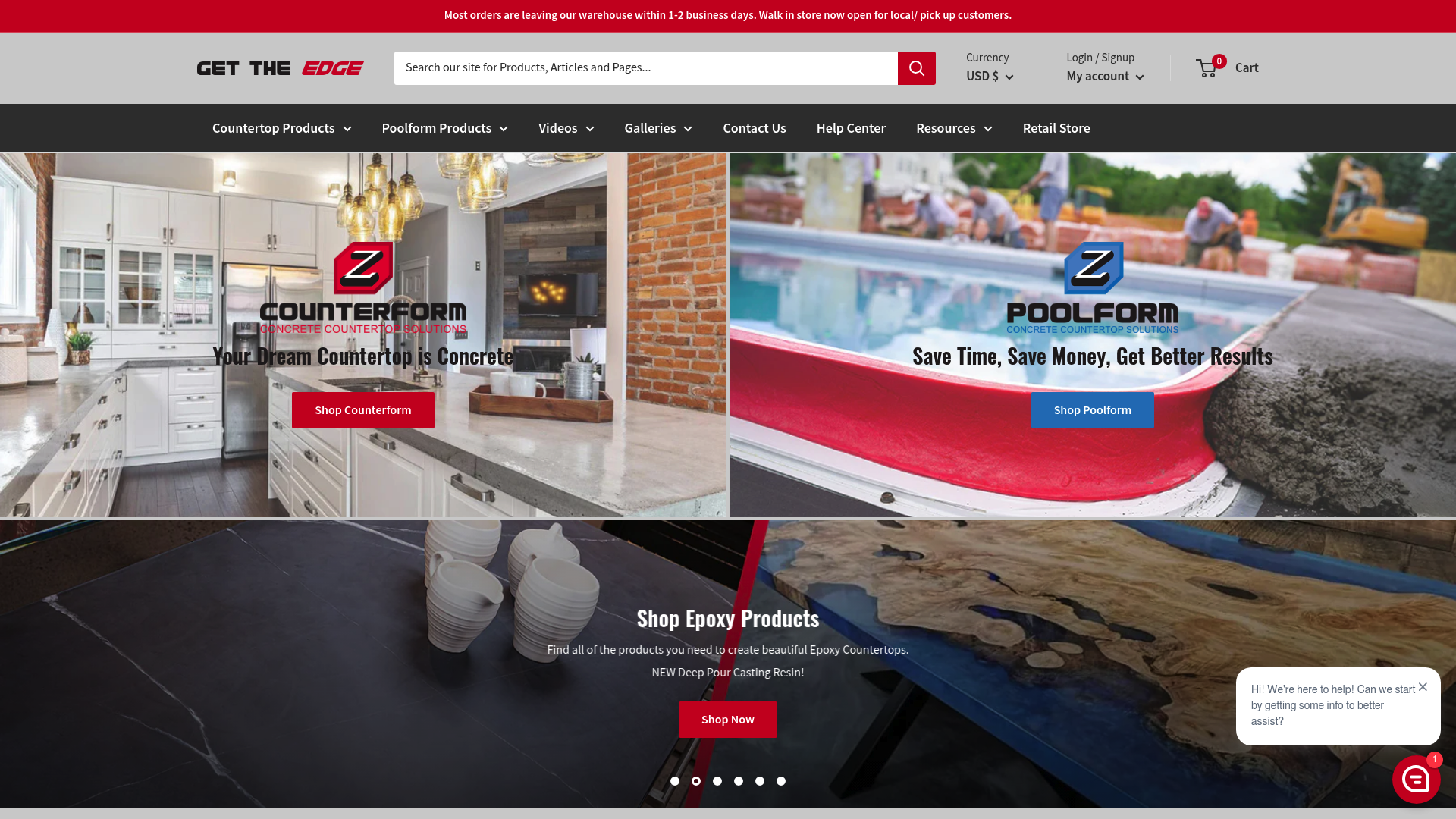 A screenshot of Diy Concrete Countertops's homepage showing the Concrete Countertop Solutions logo prominently in the top left, conveying a modern and industrial brand personality. The hero image features a sleek, polished concrete countertop, highlighting its smooth texture and contemporary look, appealing to homeowners and interior designers seeking minimalist design solutions. The layout is clean and well-structured, with a neutral color palette of grays and whites, accented by subtle earth tones, suggesting durability and aesthetic versatility. Prominent text includes a compelling tagline about innovative design with concrete countertops, positioning the brand as a leader in bespoke concrete solutions. The homepage showcases various product categories, including DIY kits and sealers, presented through high-quality images and descriptions, emphasizing ease of installation and customization. The target demographic includes design-conscious individuals and professionals looking for durable and customizable countertop solutions. Keywords: modern concrete countertops, DIY countertop kits, minimalist design, durable home design, bespoke concrete surfaces.