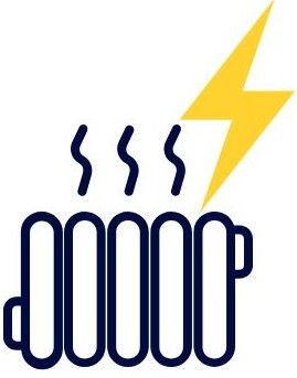Icon einer Heizung und Blitzsymbol