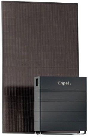 Bild eines Solarmoduls und Speichers