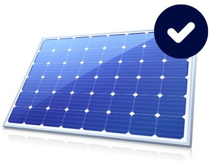 Grafik Solarmodul und Check-Symbol