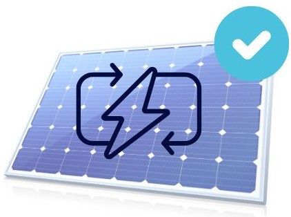 Icon PV-Modul, Speicher und Check-Symbol