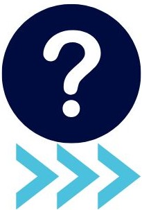 Icon Fragezeichen und 3x spitze Klammer geschlossen