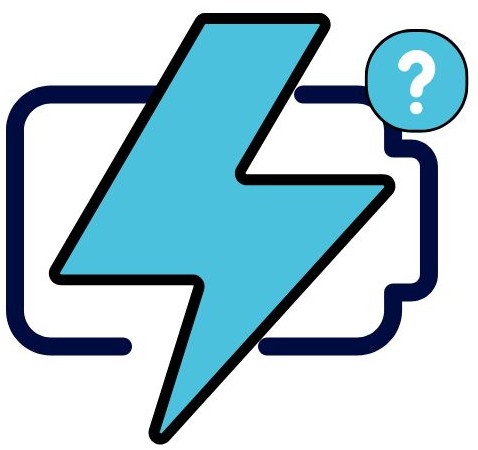 Icon Speicher, Blitz und Fragezeichen