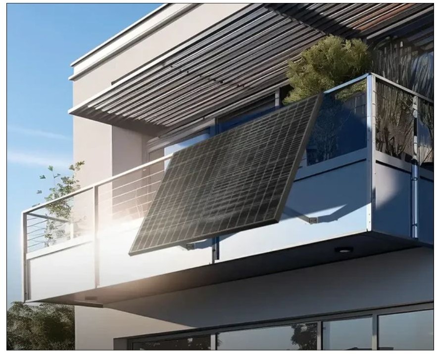 Foto eines Balkonkraftwerkes am Balkon