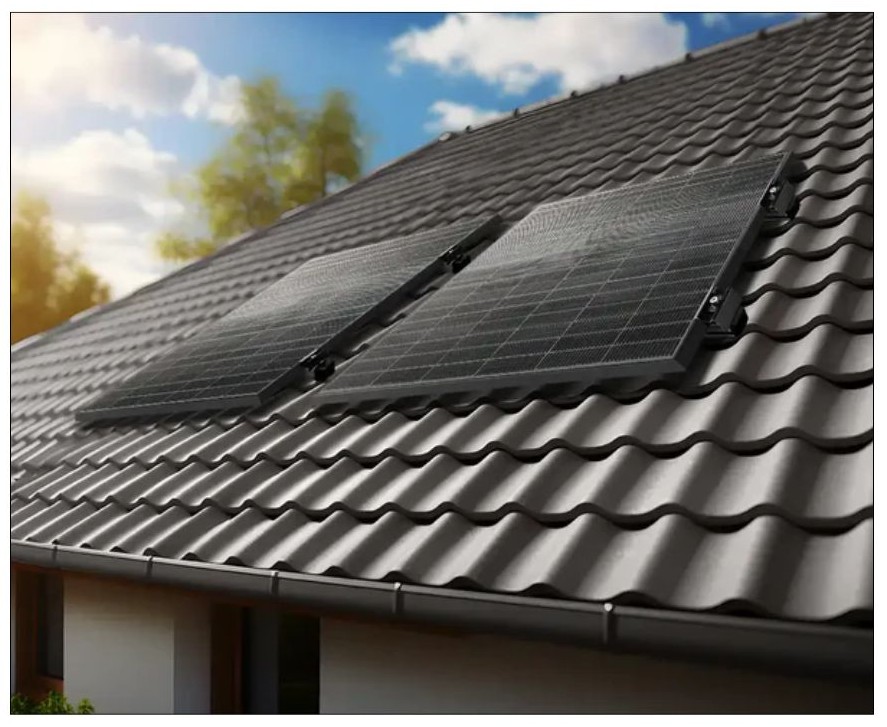 Foto eines Balkonkraftwerkes am Schrägdach