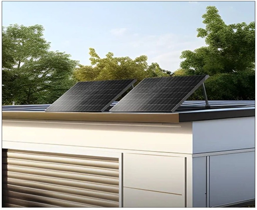 Foto eines Balkonkraftwerkes auf dem Flachdach