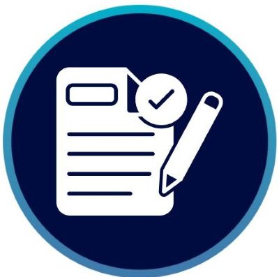 Icon Papier und Stift in einem Kreis