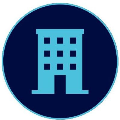 Icon Gebäude in einem Kreis