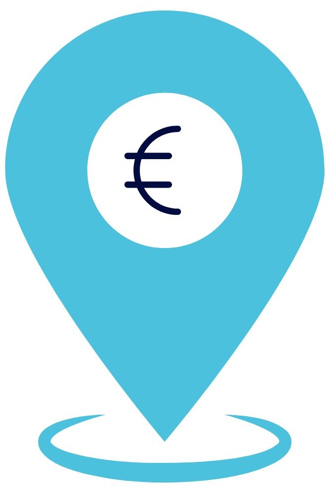 Symbole Standort und Euro