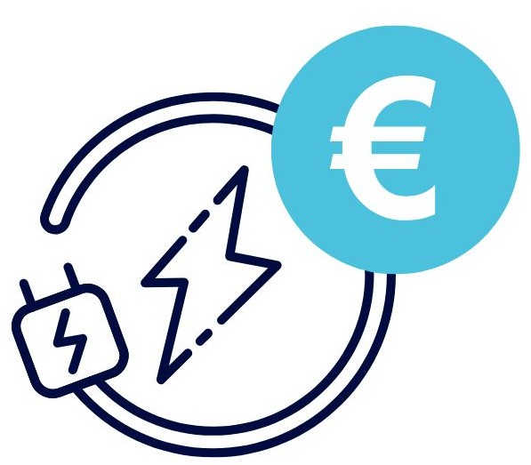 Grafik Stromeinspeisung und Eurosymbol