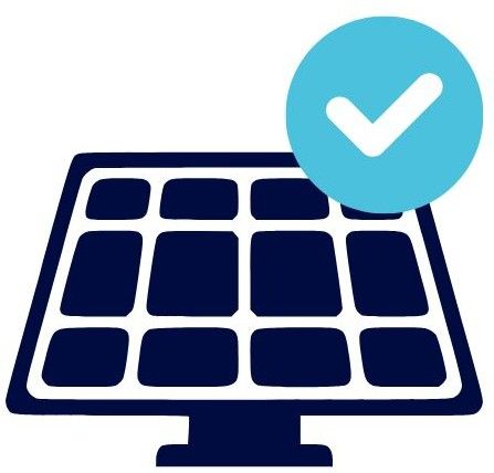 Icon Solarmodul und Check-Symbol