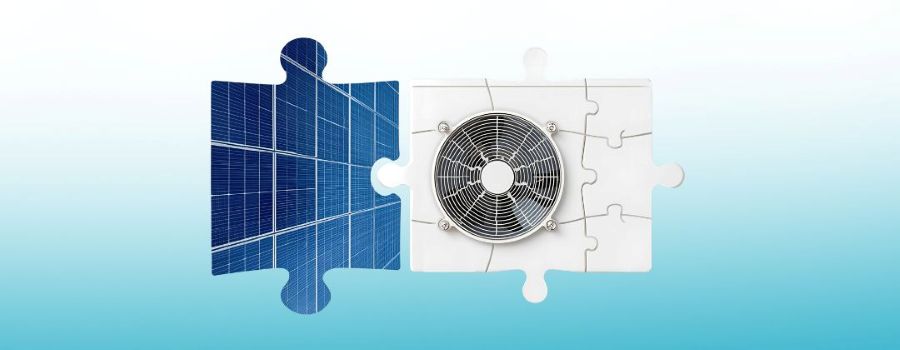 Puzzleteile mit Photovoltaik und Wärmepumpe