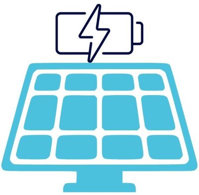 Icon eines Solarmoduls und Speichers