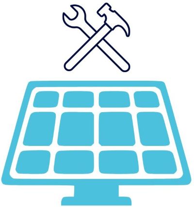 Icon eines Solarmoduls und Werkzeuge