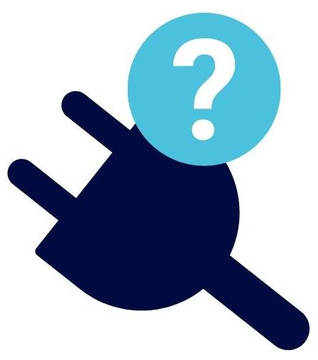 Icons Schuko-Stecker und Fragezeichen