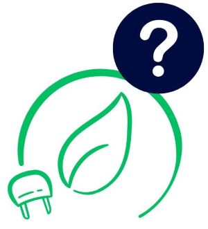 Icon Ökostrom und Fragezeichen