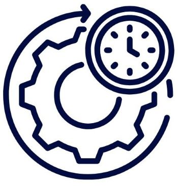 Icon Zahnrad mit Uhr