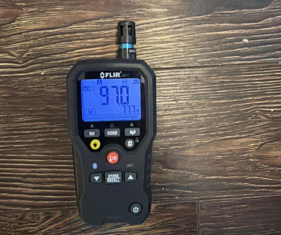 Moisture reading showing high levels of indoor humidity.