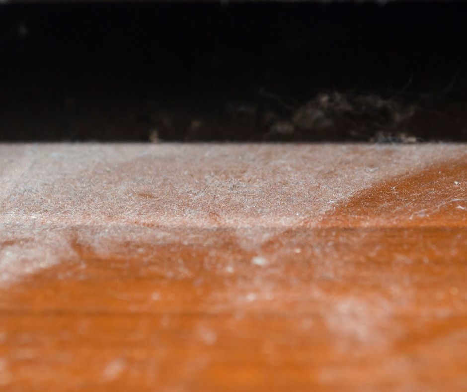 A surface covered in dust. 