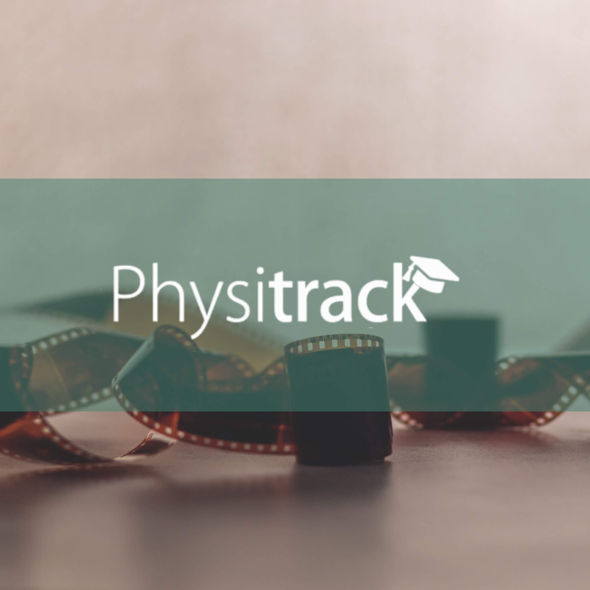 Physitrack branded cover showing unspooled film strips on a table