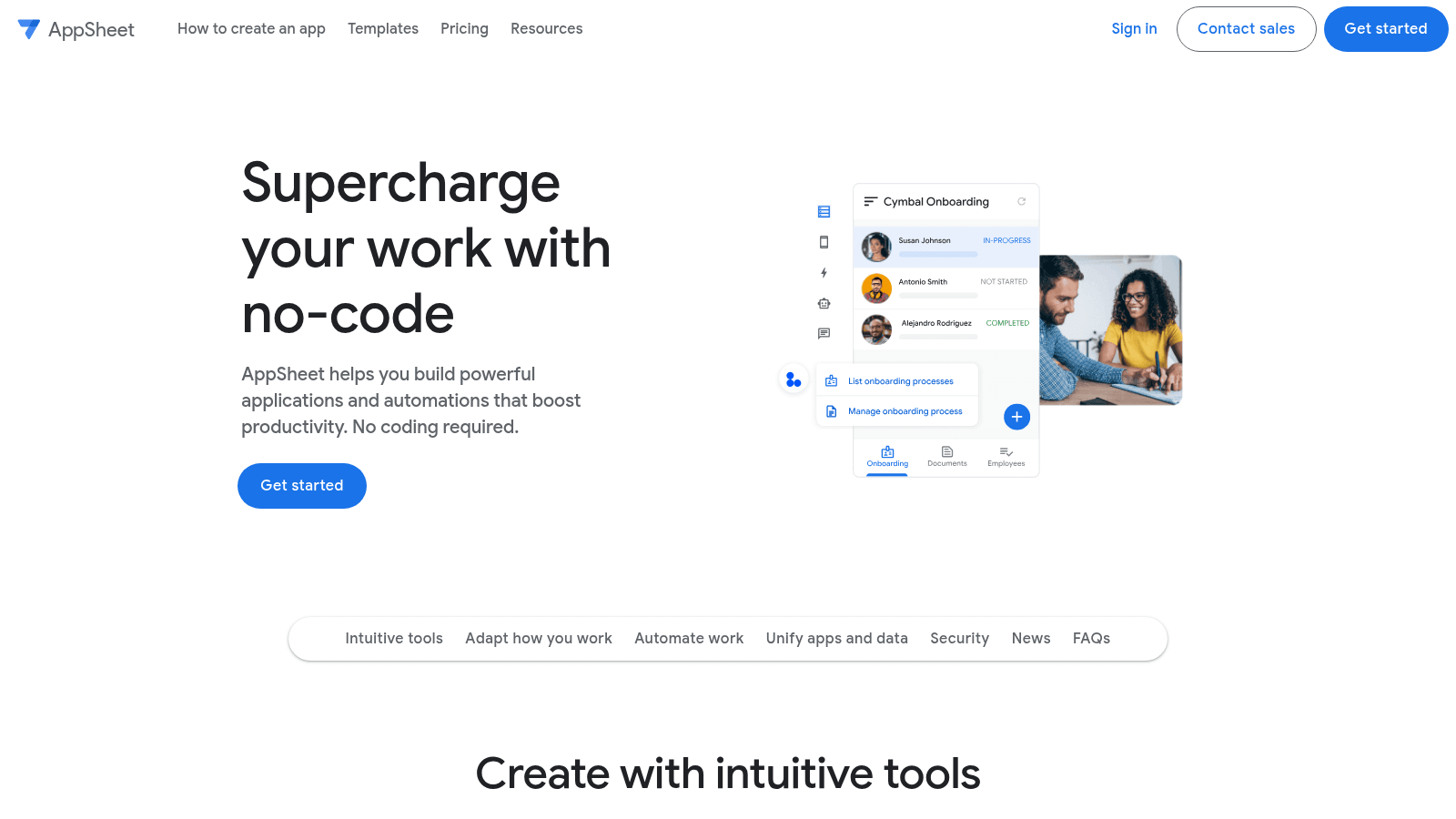 AppSheet as a top no code app builder