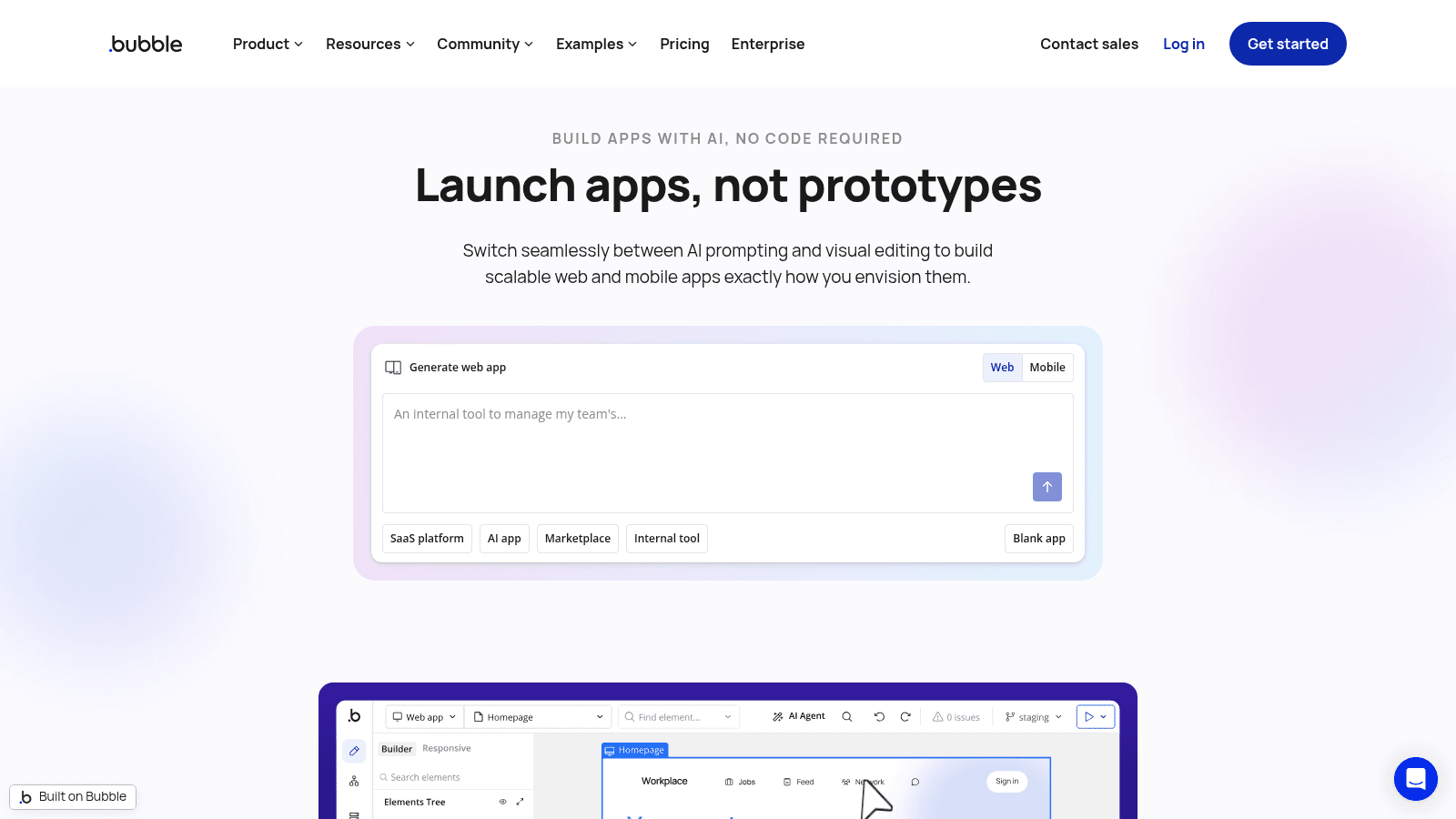Bubble as a top no code app builder