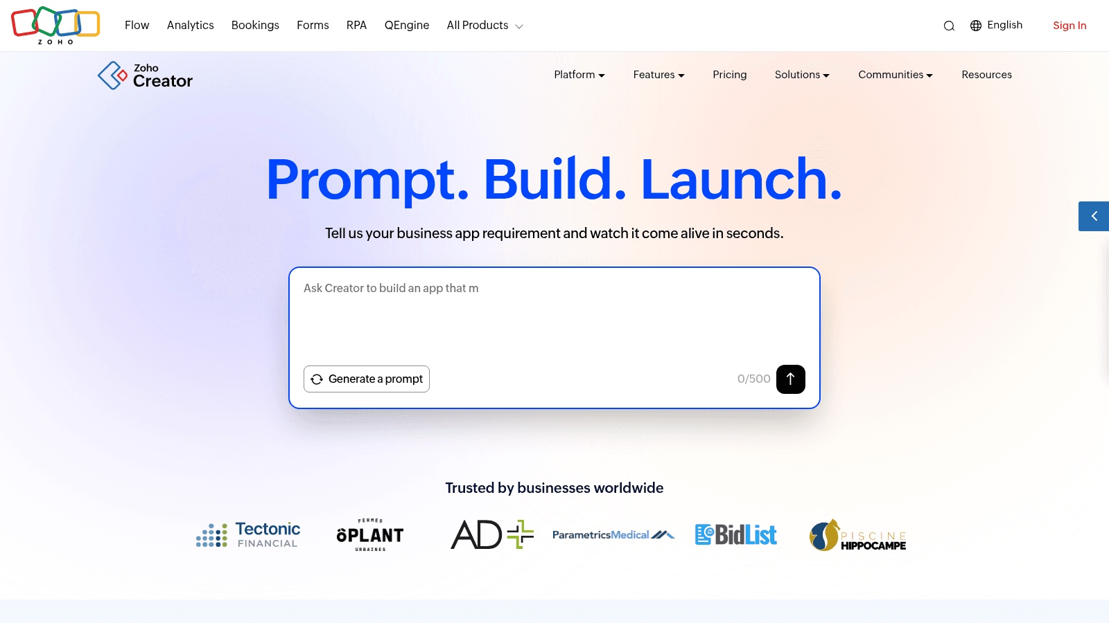 Zoho Creator as a top low code platform