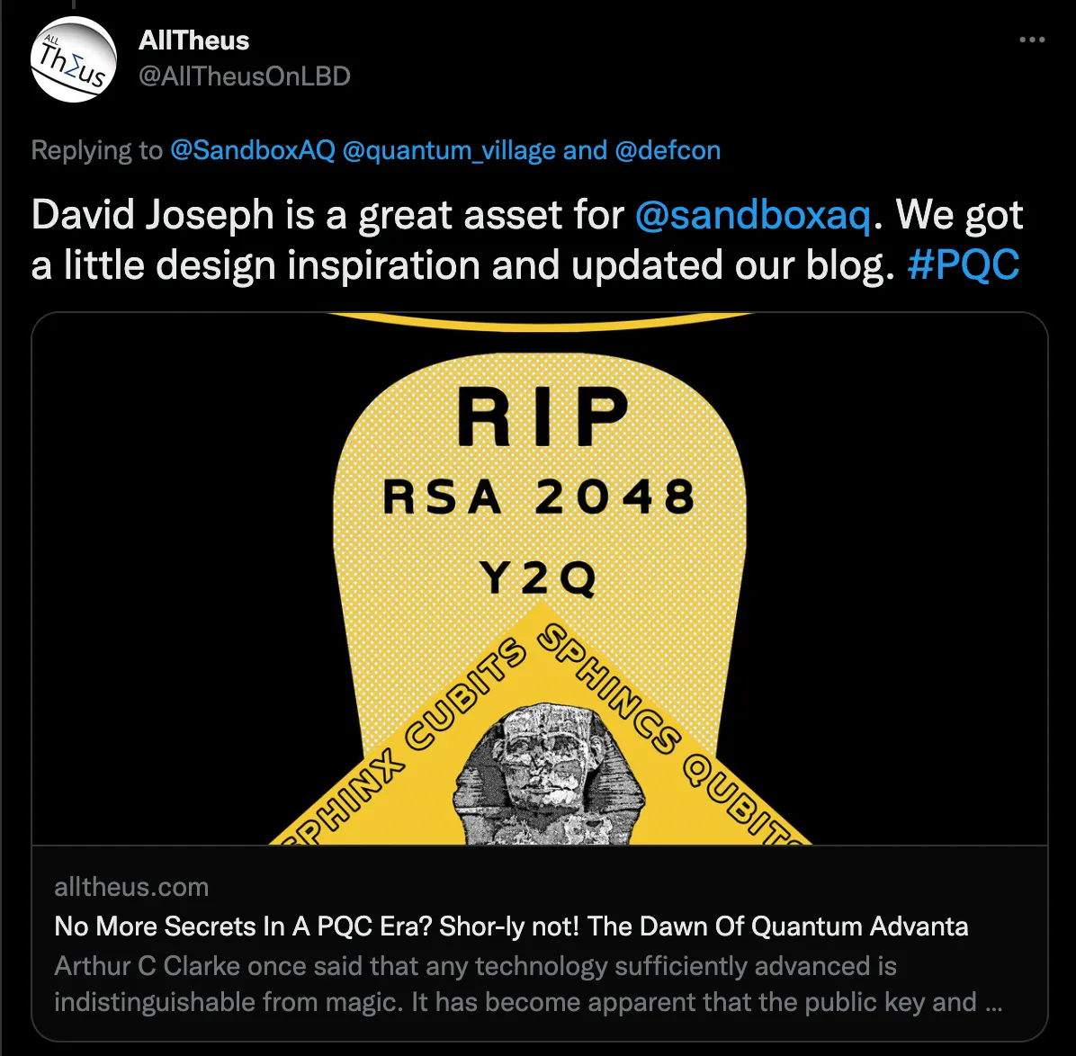 @AllTheusOnLBD updates blog on PCQ following David Joseph's talk at DEFCON30